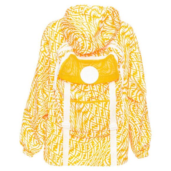 Fendi Vertigo Reversible yellow swirl logo print hooded windbreaker
